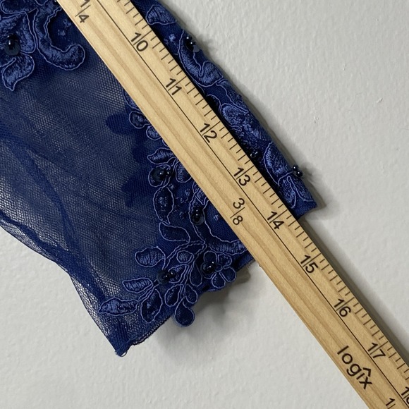 JJ's House Floor Length‎ Mother of Bride Groom Dress Blue Chiffon Lace Size 2/4 - Picture 4 of 14